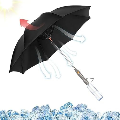 2024 New UV Blocking Umbrella, Smart Umbrella with Mist and Fan, Cooling Umbrella with Built In Fan and Mister, Uv Umbrella With Fan And Mister, for Fishing, Golfing,A