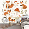 Papier Peint Panoramique Animaux De La Forêt Renard Mignon, 150 x 105 cm Papier Peint Intissé Champignons Et Plantes Des Bois Personnalisé Photo Murale pour Salon Chambre d'enfants Décoration Murale