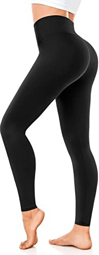 FuelMeFoot Leggings Damen High Waist Blickdicht Leggins mit Bauchkontrolle Slim Fit Angenehm Weiche Elastische Sportleggings.1 Pack-01-Schwarz 3XL