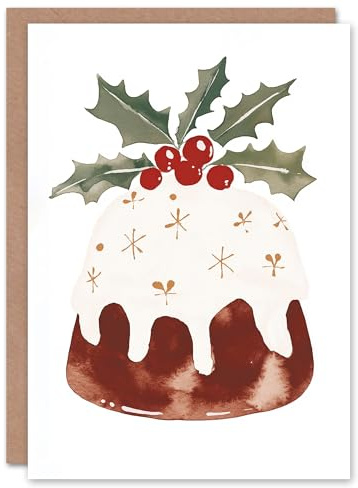 Wee Blue Coo Cake Holly Leaf Icing Bright Festive Fun Pudding Xmas For Mum Christmas Card