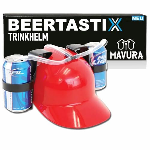 MAVURA BEERTASTIX Trinkhelm Party Bierhelm Getränkehalter Getränkehelm