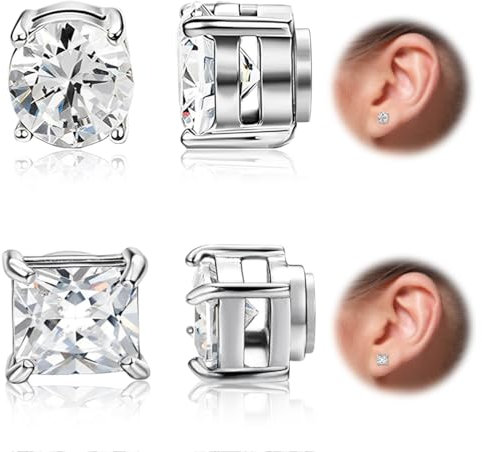 IKOPFLN 2 Paires Boucles d'Oreilles Aimantées Magnétiques Homme - Fausse Boucle 6MM