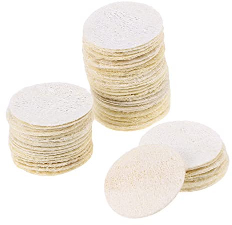 HAPINARY 50 Stück Luffa Peelingschwämme Make up Entferner Wiederverwendbare Gesichtswaschpads Sanfte Hautreinigung Für Reisen Und Tägliche Pflege