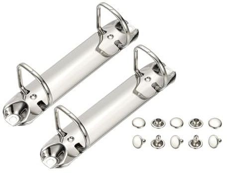 PATIKIL B7 2-Loch-Ringbinder-Mechanismen, 2er-Set 0,98 D-Ring-Ersatzbinder-Planer-Lose-Blatt-Bindungsspulen für Organisatoren DIY-Füllpapier-Aufbewahrungsordner-Zubehör, 26mm Silberton