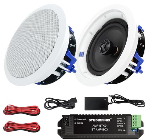STUDIOFINIX 6.5 Inch Bluetooth Ceiling Speakers 320W 2-Way Flush Mount in Wall Speakers for Home Bathroom Kitchen Office with Full Range Superior Sound