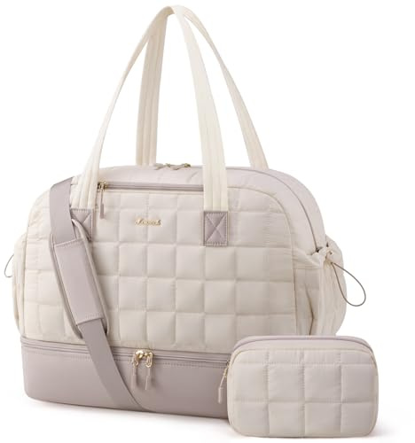 LOVEVOOK Weekender Reisetaschen Damen 35L, Leichte Puffer Kliniktasche Geburt Krankenhaustasche, Wasserdicht Sporttasche Gym Yoga Bag mit Schuhfach & Nassfach, Handgepäck Tasche für Reisen Urlaub