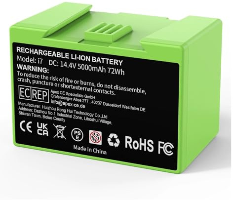 Batteria Di Ricambio 5000mAh 14,4V, Compatibile Con Roomba, Batteria Ricaricabile For Aspirapolvere Serie I3 I4 I5 I6 I7 I8 J7 E5.(1pcs 4900MAH)