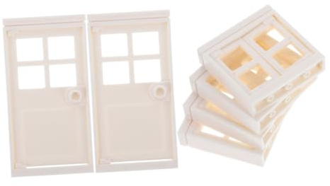Hohopeti Plastiktüren Und Fenster Satz Für Kleiner Puppenhaus Kinder Realistische Miniatur Kunststofftüren Und Fenster Selbstgemacht Feengarten Zubehör Für Rollenspiel Und Bastelprojekte