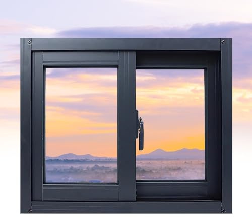 Fensteraustausch For Wohnhäuser, Schiebefenster For Keller, Aluminiumrahmen, Wärmedämmung, Geeignet For Häuser Mit Glasbausteinen, Wohnhäuser Und Garagen, Schwarz(39.3x39.3in)