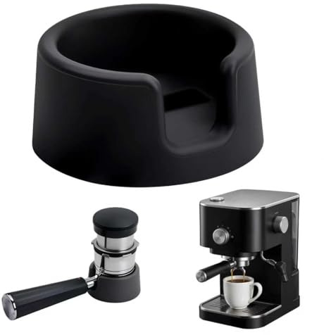 Zueyen Rutschfeste Kaffee Tamper Basis, Siebträgerhalter, Kaffeemaschine Zubehör, Tragbarer Siebträger Stützständer, Kompatible Silikon-Ablage, Schwarz