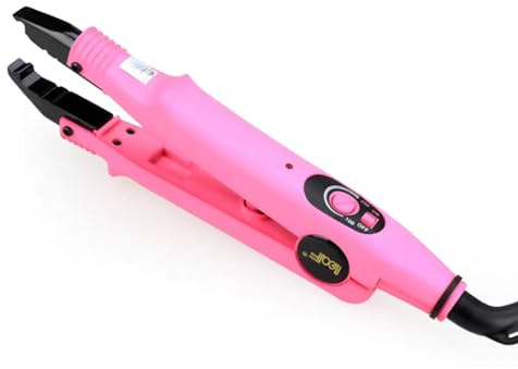 UMIWE Dispositivo de Calentamiento para Extensiones de Cabello, Placa Calefactora Revestida en Téflon, Herramienta Profesional para Extensiones y Peinados(Rosa, Temperatura Ajustable)