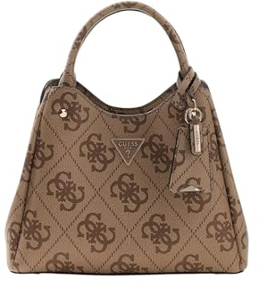 GUESS Handtasche Umhängetasche Meridian II Girlfriend Carryall Bag Latte Logo hellbraun