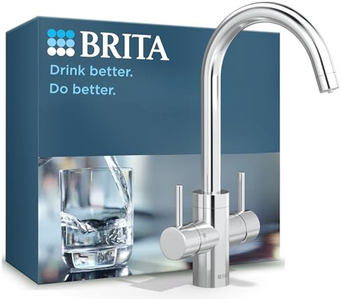 BRITA Küchenarmatur YOURCE pro select in Chrom, rund inkl. 1 x YOURCE CO2-Zylinder, 1 x BRITA P 3000-S Filterkartusche und 2 x Glasflaschen – Wasserhahn zum Sprudeln und Filtern von Wasser