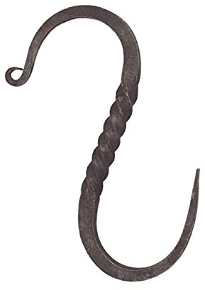 Battle-Merchant geschmiedeter S-Haken, tordiert, ca. 13,5 cm, Allzweckhaken, handgeschmiedet, rustikal, Mittelalter, Wikinger, LARP, Lagerleben, Garderobenhaken