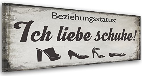 Feeby, Leinwand, Bild mit Spruch, Typografie Bilder, Spruchbild, Wand Bild, Leinwandbilder, Wandbilder, Kunstdruck 40x120cm, Beziehungsstatus, ICH LIEBIE Schuhe, Schuhe, Text, SCHWARZ, GRAU
