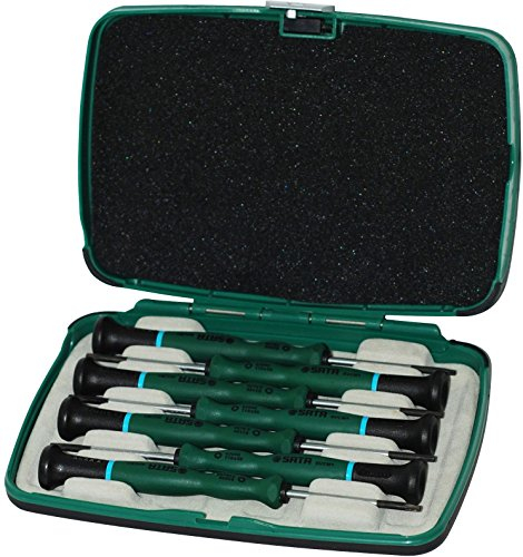 SATA ST09315SJ Juego de Destornilladores Torx® de Precisión (T5x50mm, T6x50mm, T7x50mm, T8x50mm, T9x50mm, T10x50mm, T15x50mm), 7 Piezas