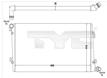 TYC Radiateur du moteur Module de Refroidisement 737-0063-R Largeur de filet 416mm Longueur de filet 650mm Profondeur de filet 32mm