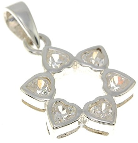 Davidstern-Anhänger mit weißen Hartkristallen mit 925 Sterling Silber Halskette