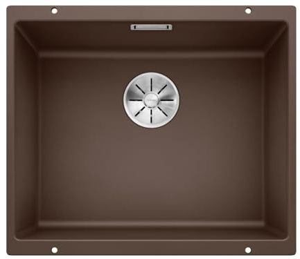 BLANCO SUBLINE 500-U – Évier de Cuisine en Granit pour Meubles Bas de 60 cm de Large – Sous Plan – SILGRANIT – Marron – 523441