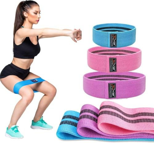 EVO Ladies Resistance Bands Elastic Legs Exercise Fitness Loop & Expanders HIP CIRCLE Booty Circles Glute Ideal for Yoga, Pilates, Squats, Gym, Butt Exercises [SET OF 3 or Single] (PINK, Large)