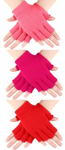 SATINIOR 3 Paar Halb Fingerhandschuhe Winter Fingerlose Handschuhe Strickhandschuhe für Männer Frauen (Farbe Set 3)