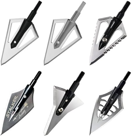 ZSHJGJR 6pcs Tiro con Arco Puntas de Flecha Caza de 126Grano Flechas Broadheads 2 Cuchillas Tiro con Arco Flechas Cabezas para Ballesta y Arco Compuesto (6pcs + Caja)