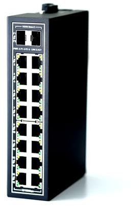 WIWAV WDH-16ET2GF-DC 10/100Mbps Switch Ethernet Industriale Gigabit a 18 Porte Non gestito con Guida DIN/Montaggio a Parete (Senza ventole, -30 ℃ ~ 75 ℃)