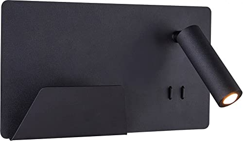 SLV SOMNILA SPOT, Indoor LED Wandaufbauleuchte 3000K schwarz Version links inkl. USB Anschluss