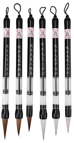 Lot de 6 Pinceaux de Calligraphie Chinoise,pinceaux chinois,pinceaux de calligraphie chinoise pour calligraphie,Piston Remplir Stylo de Pinceau Encre Pinceau De Calligraphie Chinoise