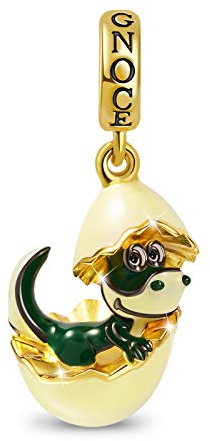 GNOCE Neugeborener Dinosaurier Charms Anhänger Sterling Silber vergoldet Dangle Tiere Charm Fit Armband/Halskette Schmuck für Frauen Mädchen Tochter
