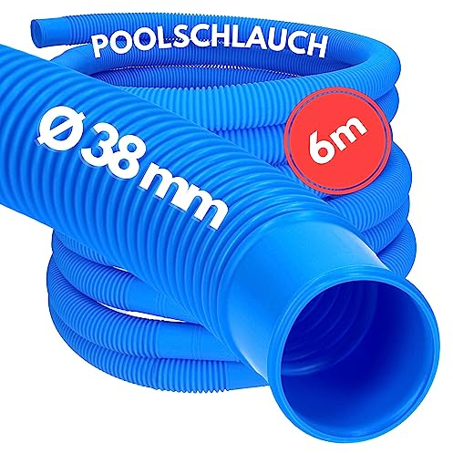 Kalitec Manguera de piscina de 38 mm, azul, 6 m, 38 mm, manguera para piscina, manguera para bomba de piscina, manguera flexible de agua, manguera para bomba, manguera de aspiración