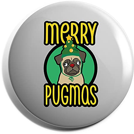 Hippowarehouse Merry Pugmas christmas tree Badge Pin 25mm