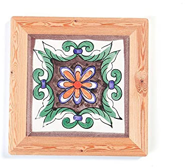 Set de table,Cadre photo en bois imitation, sous-verre carré, coussin d'isolation thermique en liège en céramique pour la maison créative 8 pièces-couleur 1