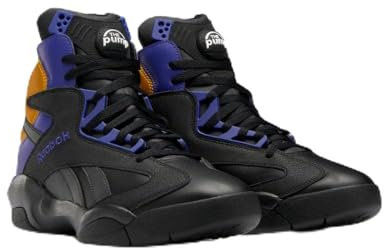 Reebok Shaq Attaq Damen-Sneaker, Core Black/Bold Purple/Collegiate Gold, 11