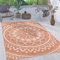 Paco Home Outdoor Teppich wetterfest & robust modernes Mandala & Boho Design pflegeleicht & flachgewebt für Balkon, Terrasse, Garten, Wohnzimmer & Küche Ethno Mandala, Grösse:160x220 cm, Farbe:Apricot