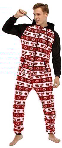 Grenouillère unisexe pour adulte avec pieds - Grenouillère une pièce pour homme, Rouge, L