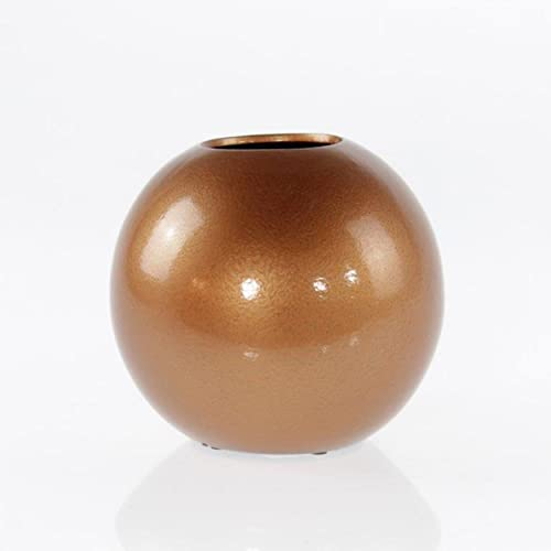 Moderne Dekovase Blumenvase Kugelvase Vase aus Keramik Kupfer Gold 20x20 cm
