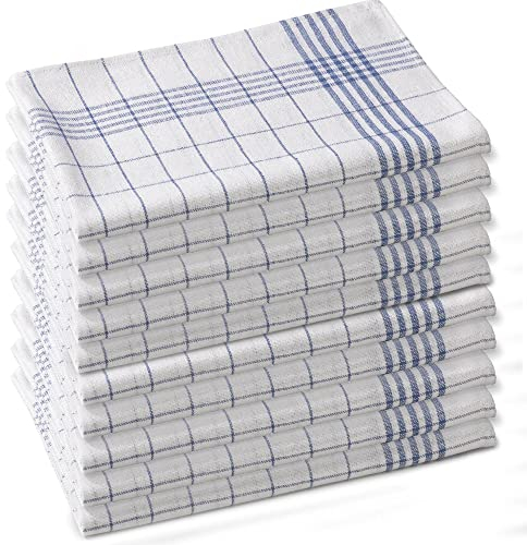 aqua-textil 10er Set Geschirrtücher Reine Baumwolle 50 x 70 cm kariert blau Küchentücher Oeko-TEX