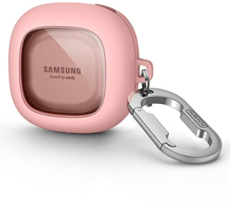 SURITCH Clear Case Compatible with Samsung Galaxy Buds 2, Live, Pro, FE Cover - Protective Portable Case with Keychain - Pink