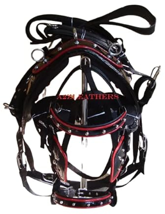 SHOWMEN CRAFT Nylon Driving Harness for Single Horse In Red/White With Showmen Craft0MM Künstliche Diamant (Cubic Zircon) Brow Band Bridle in 4 sizes (Shetland)73