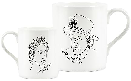 Purely Home Queen Elizabeth II Mug - Royal Family Portrait - Small Fine Bone China White Memorabilia Mug Coffee/Tea Present Gift