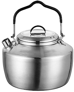 Amagogo Outdoor Camp Kettle Teapot 1.5 Liter Tea Pot Stainless Steel Short Spout Anti Rust Material for Campfire Use Multifunctional Portable, B