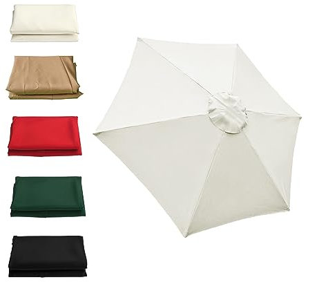 JEDAL Housse De Rechange pour Parasol, 6 Baleines 2M/2.7M/3M Toile De Rechange pour Parasol D'extérieur, Protection Solaire UV 30+ (auvent Uniquement) (Color : Beige, Size : 3m(10ft))