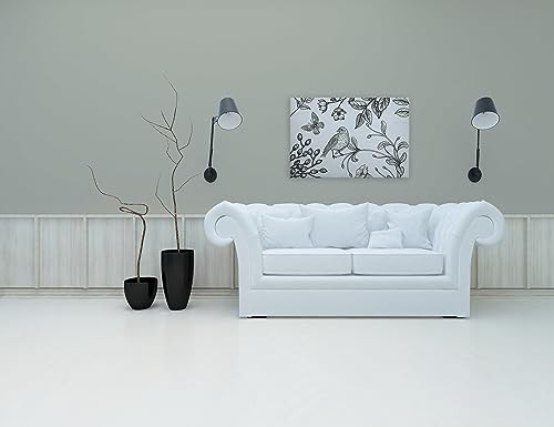 A.S. Création Leinwandbild Vogel im Landhausstil - Kunstdruck schwarz weiß - 90x60 cm Querformat - Moderne Wanddekoration Schlafzimmer Wohnzimmer Küche - Bild auf Keilrahmen