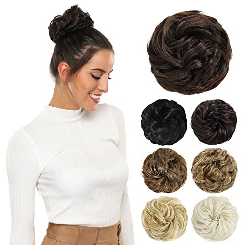 PARXITN Unordentlicher Dutt Haarteile für Frauen Haar Dutt Haarverlängerung Hochsteckfrisuren lockige Unordentlicher Dutt Scrunchie Universal Braun