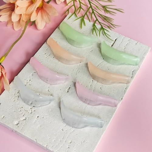 Libeauty Lash Lift Shields, 8 PCS Lash Lift Pads, Reusable Silicon Lash Perm Rod, 4 Sizes, L-Curl Lash Perm Shields for DIY Use at Home or Salon Lash Perming Tool
