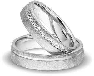 Kolibri Rings Silber Paarpreis Eheringe Eismatt Rhodiniert 15 Zirkonia Steine Trauringe Partnerringe Freundschaftsringe - Gratis Gravur und Etui