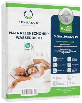 Sensalou Matratzenschoner wasserdicht 120 x 200 cm 2er Set – Matratzenauflage für Jugendliche & Teenager – Nässeschutz Allergiker Laken atmungsaktiv, geräuschlos, waschbar