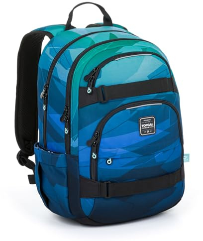 TOPGAL Schulrucksack Jungen ab 9. Klasse Ergonomisch 25L Stauraum Standfest Laptopfach Mittelstufe Grün Türkis Blau