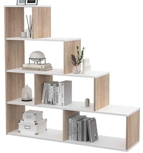 IDMarket – Librería escalera Lina madera de haya y blanco